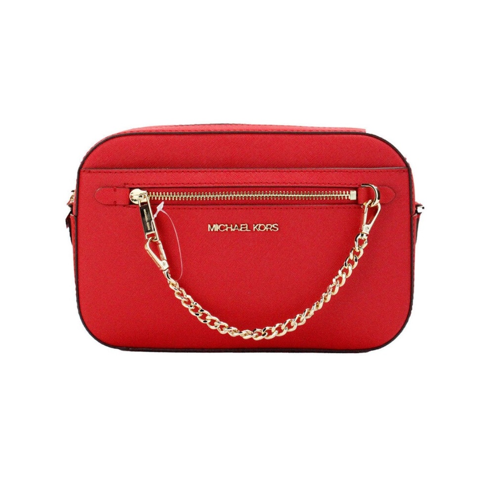 2pcs ♥️ Michael Kors Jet Set Item Chain Crossbody Bag & Dust Bag NWT Bright Red - Picture 4 of 8